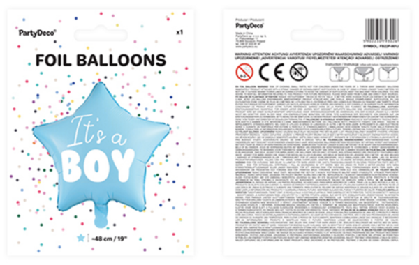 Folienballon Stern - It's a boy - ø 45cm